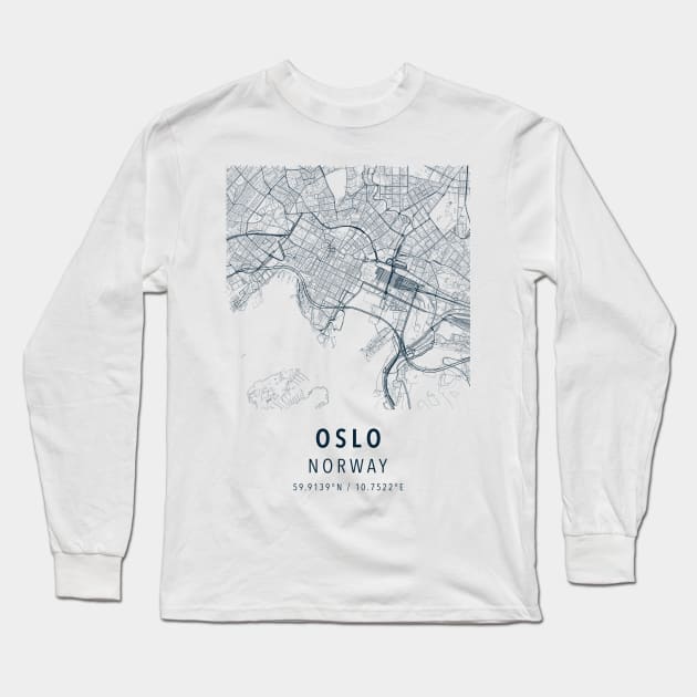 oslo norway simple map Long Sleeve T-Shirt by boy cartograph